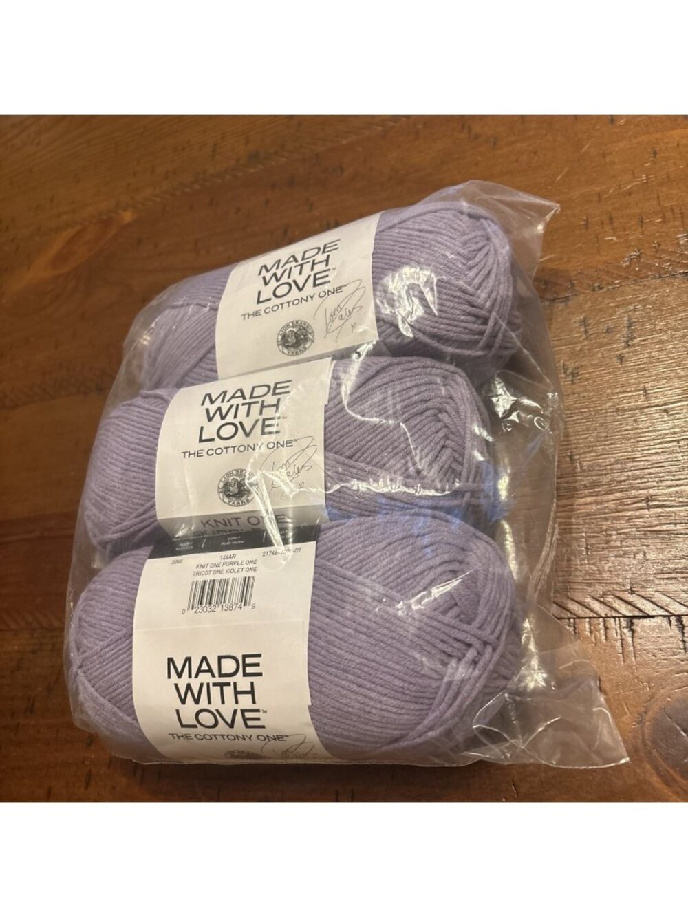 (3Pack)Lion Brand 3040-146AR Tom Daley-The Cottony One Yarn, Knit One Purple One